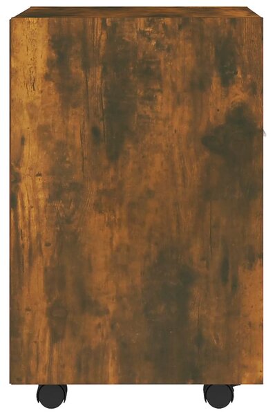 Füstös tölgy színű szerelt fa kisszekrény kerekes 33x38x60 cm