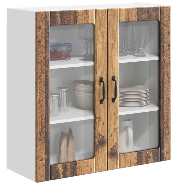 Fali üveges szekrény LUCCA Antik Fa 80 x 31 x 80 cm Szerelt Fa