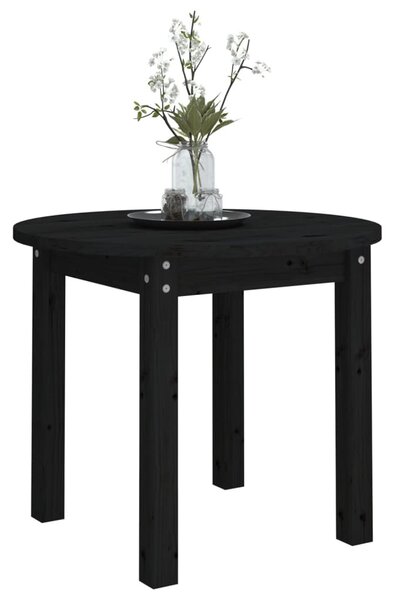 Fekete tömör fenyőfa dohányzóasztal Ø 55 x 45 cm