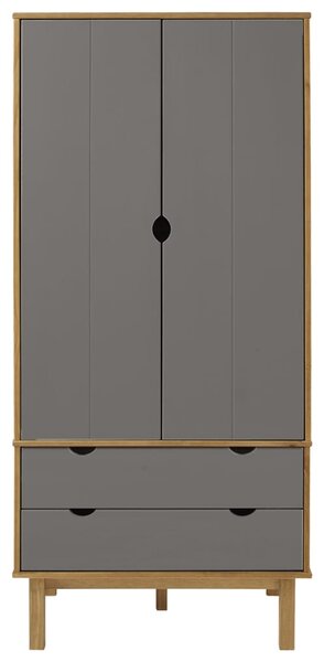 OTTA barna és szürke tömör fenyőfa gardrób 76,5 x 53 x 172 cm