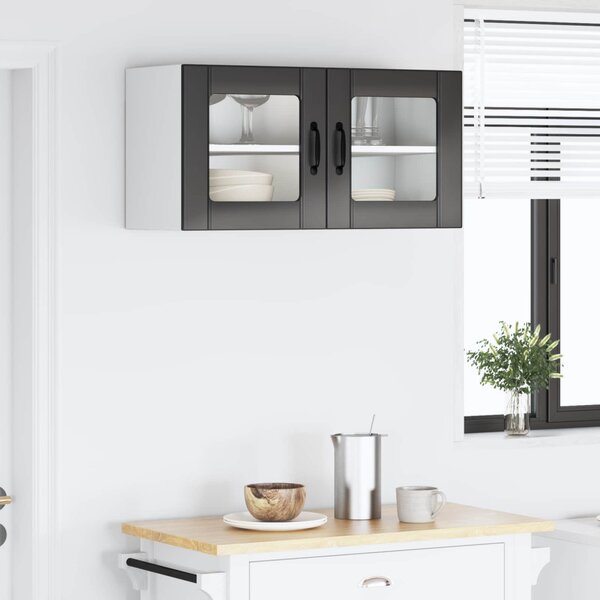 Fali üveg szekrény PORTO Fekete 80 x 31 x 40 cm Faanyag