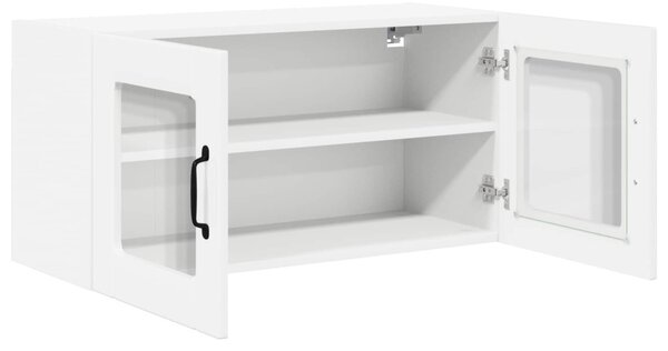 Fali üveges szekrény PORTO Magas Fényű Fehér 80 x 31 x 40 cm