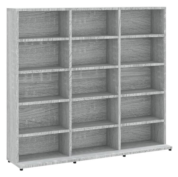Szürke sonoma színű szerelt fa CD-szekrény 100 x 23 x 89,5 cm