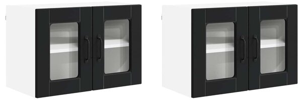 Fali üveges szekrény PORTO 2 pcs Fekete 60 x 31 x 40 cm Faanyag