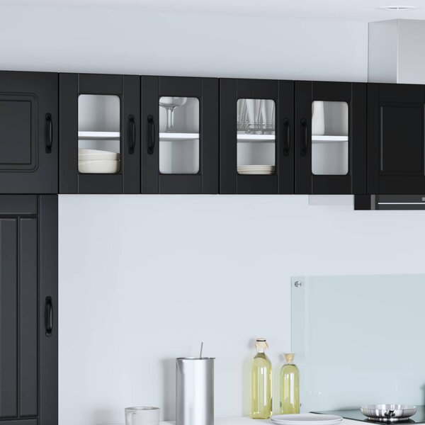 Fali üveges szekrény PORTO 2 pcs Fekete 60 x 31 x 40 cm Faanyag