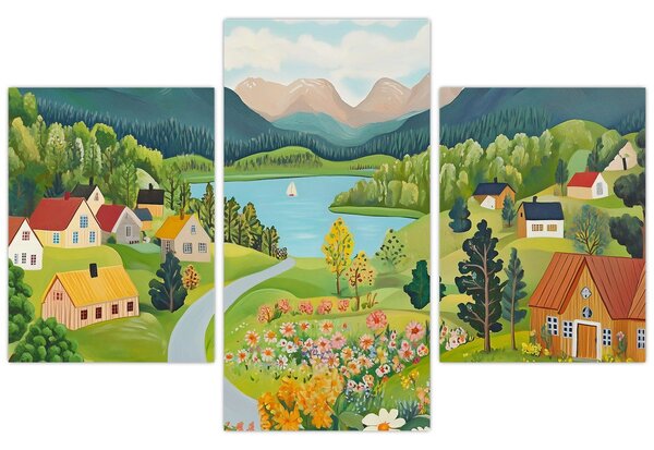 Kép - Falu a hegyekben (90x60 cm)