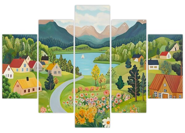 Kép - Falu a hegyekben (150x105 cm)
