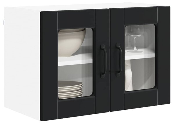 Fali üveges szekrény PORTO 2 pcs Fekete 60 x 31 x 40 cm Faanyag