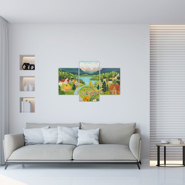 Kép - Falu a hegyekben (90x60 cm)