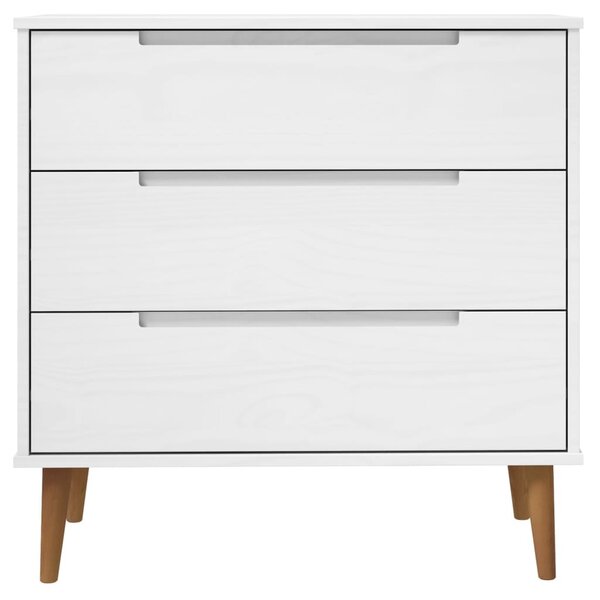 MOLDE fehér tömör fenyőfa fiókos szekrény 80 x 40 x 80 cm