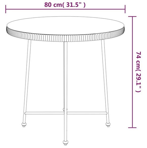 Edzett üveg és acél étkezőasztal Ø80 cm
