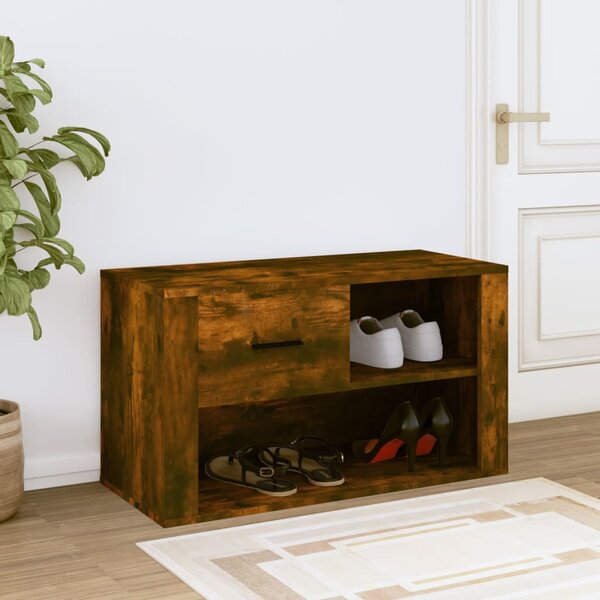 Füstös tölgy színű szerelt fa cipősszekrény 80x35x45 cm