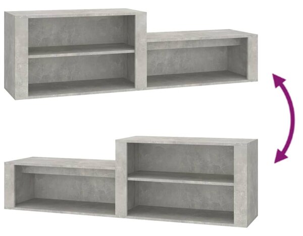 Betonszürke szerelt fa cipőszekrény 150x35x45 cm