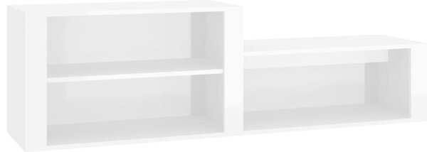 Magasfényű fehér szerelt fa cipőszekrény 150x35x45 cm
