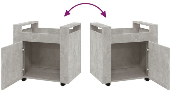 Betonszürke szerelt fa asztal-kocsi 60 x 45 x 60 cm