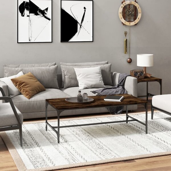 Füstös tölgy színű szerelt fa dohányzóasztal 100x50x35 cm