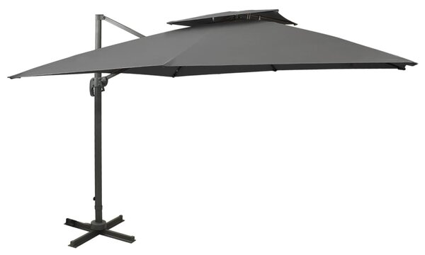 VidaXL antracitszürke dupla tetejű konzolos napernyő 300 x 300 cm