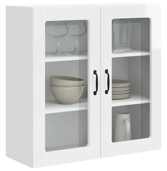 Fali üveges szekrény PORTO Magas Fényű Fehér 80 x 31 x 80 cm