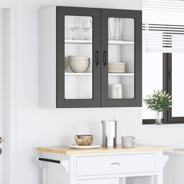 Fali üveges szekrény PORTO Fekete 80 x 31 x 80 cm Faanyag