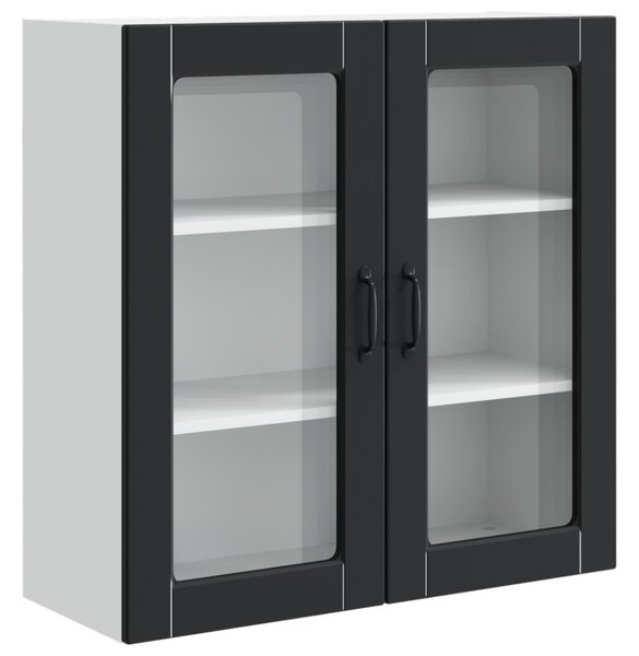 Fali üveges szekrény PORTO Fekete 80 x 31 x 80 cm Faanyag