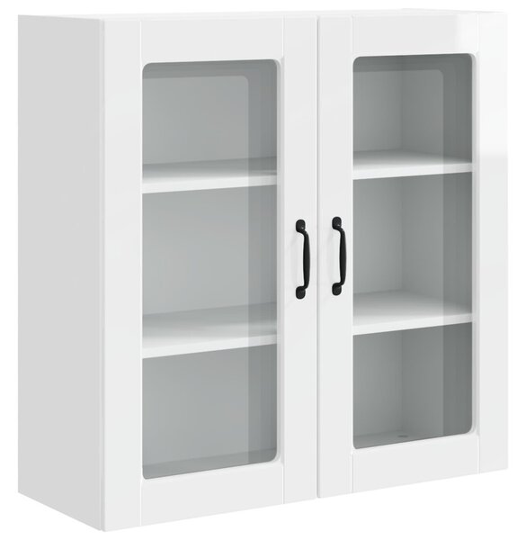 Fali üveges szekrény PORTO Magas Fényű Fehér 80 x 31 x 80 cm