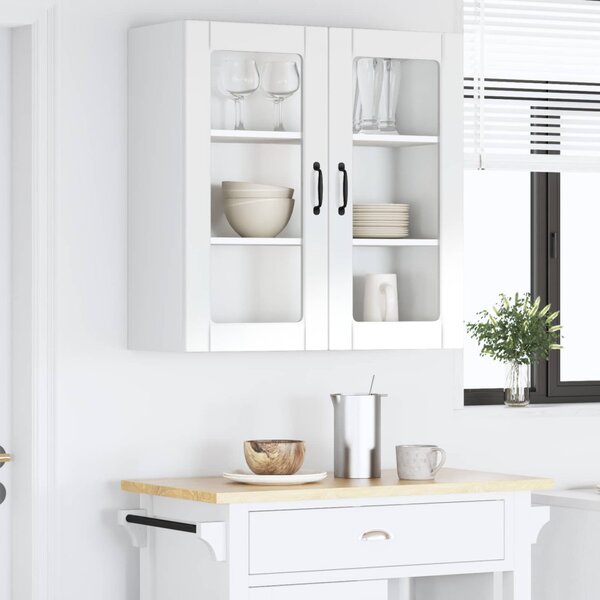 Fali üveges szekrény PORTO Magas Fényű Fehér 80 x 31 x 80 cm