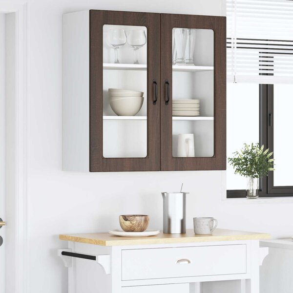Fali üveges szekrény PORTO Barna Tölgy 80 x 31 x 80 cm Faanyag
