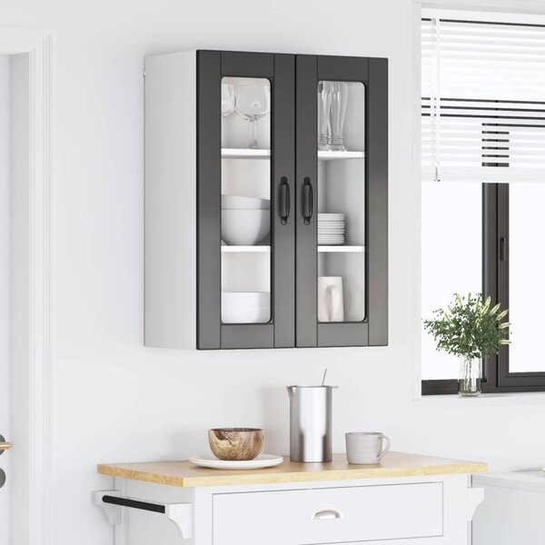 Fali üveges szekrény PORTO Fekete 60 x 31 x 80 cm Faanyag