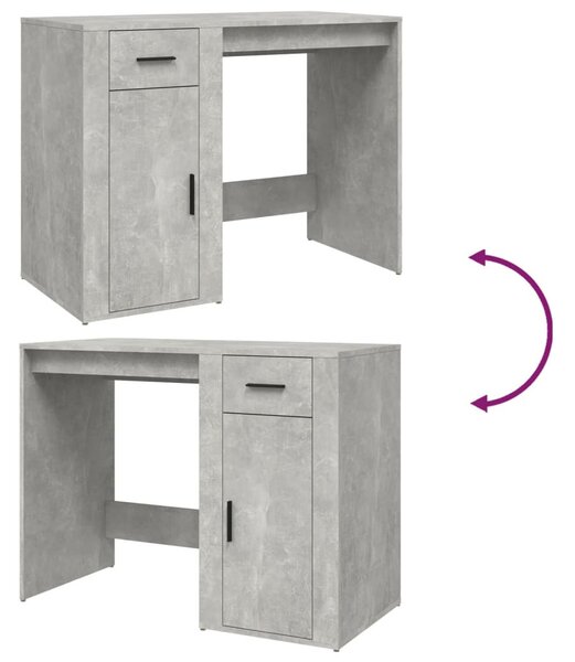Betonszürke szerelt fa íróasztal 100x49x75 cm