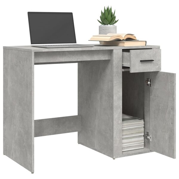 Betonszürke szerelt fa íróasztal 100x49x75 cm