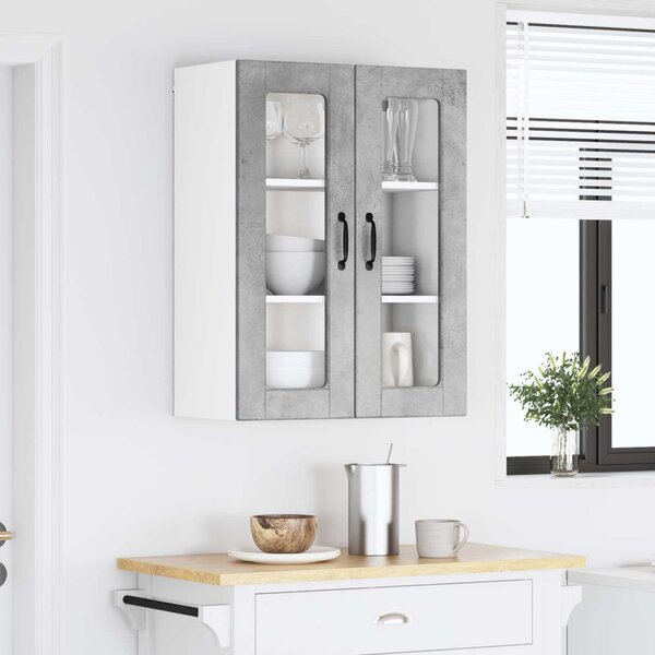 Fali üveges szekrény PORTO Beton Szürke 60 x 31 x 80 cm Faanyag