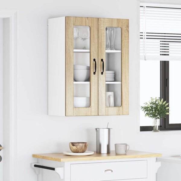 Fali üveges szekrény PORTO Sonoma tölgy 60 x 31 x 80 cm Faanyag