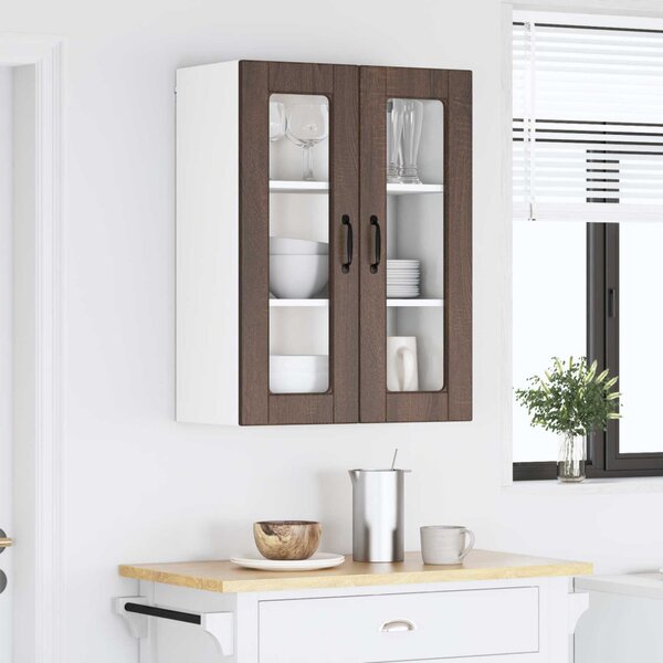 Fali üveges szekrény PORTO Barna Tölgy 60 x 31 x 80 cm Faanyag