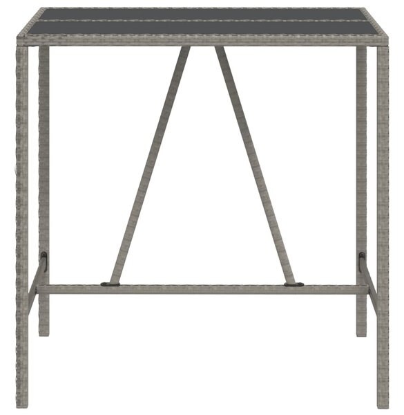 Szürke polyrattan üveglapos bárasztal 110 x 70 x 110 cm