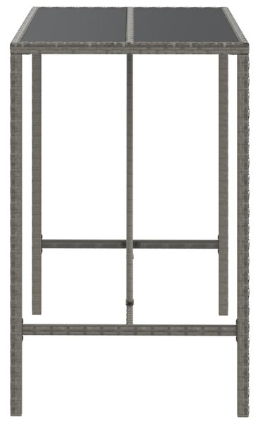 Szürke polyrattan üveglapos bárasztal 110 x 70 x 110 cm
