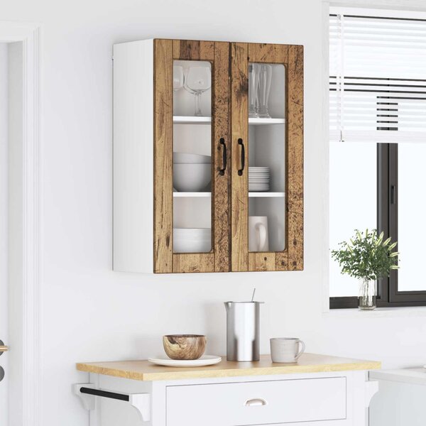 Fali üveges szekrény PORTO Öreg fa 60 x 31 x 80 cm Faanyag