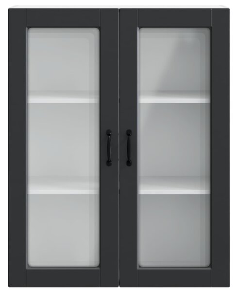 Fali üveges szekrény PORTO Fekete 80 x 31 x 100 cm Faanyag
