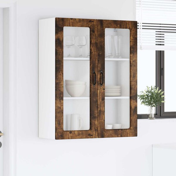 Fali üveges szekrény PORTO Füstölt tölgy 80 x 31 x 100 cm