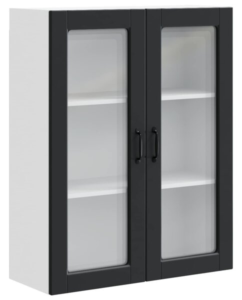 Fali üveges szekrény PORTO Fekete 80 x 31 x 100 cm Faanyag