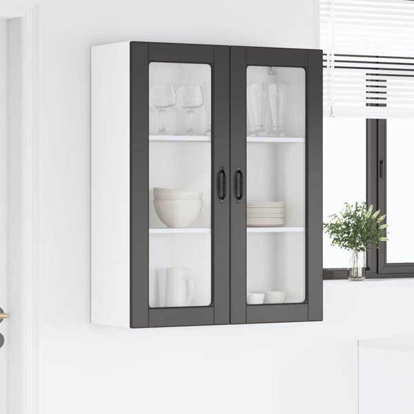 Fali üveges szekrény PORTO Fekete 80 x 31 x 100 cm Faanyag
