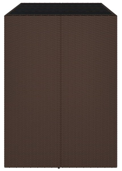 Barna polyrattan kerti asztal üveglappal 145 x 80 x 110 cm