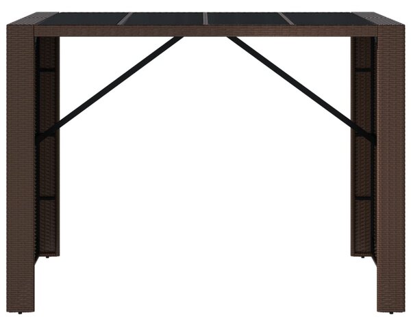 Barna polyrattan kerti asztal üveglappal 145 x 80 x 110 cm