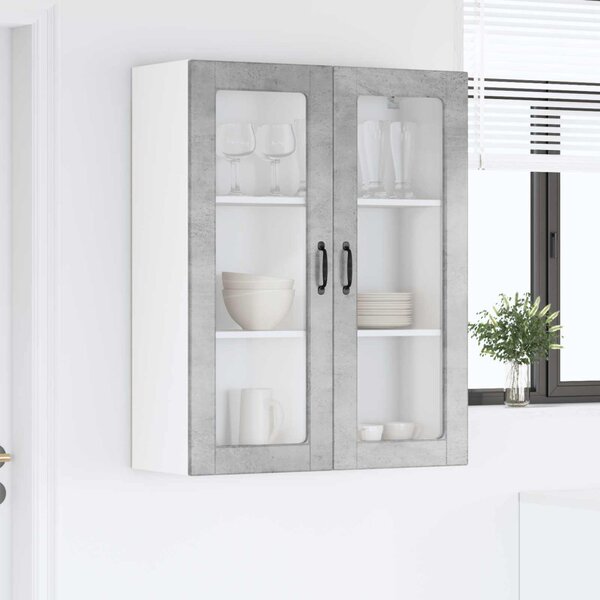 Fali üveges szekrény PORTO Beton Szürke 80 x 31 x 100 cm