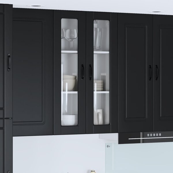 Fali üveges szekrény PORTO Fekete 60 x 31 x 100 cm Faanyag