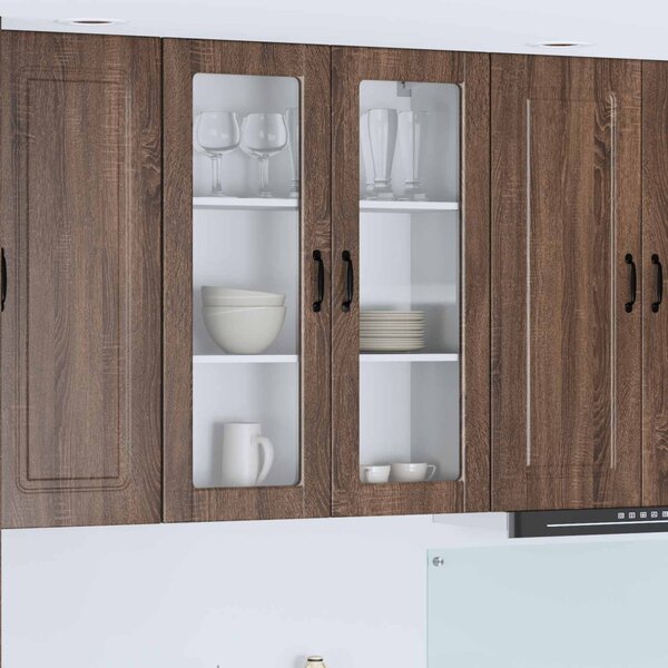 Fali üveges szekrény PORTO Barna Tölgy 80 x 31 x 100 cm Faanyag