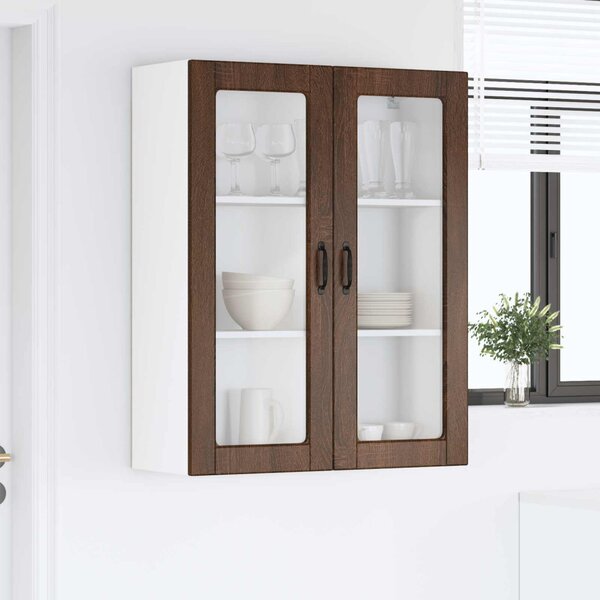 Fali üveges szekrény PORTO Barna Tölgy 80 x 31 x 100 cm Faanyag