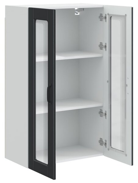 Fali üveges szekrény PORTO Fekete 60 x 31 x 100 cm Faanyag