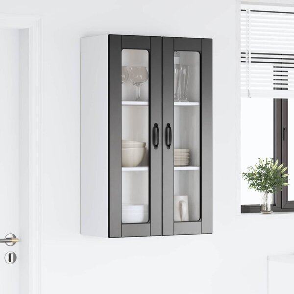 Fali üveges szekrény PORTO Fekete 60 x 31 x 100 cm Faanyag