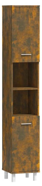 Füstös tölgy színű szerelt fa fürdőszobaszekrény 30x30x179 cm
