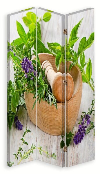 Paraván Fa mozsár fűszernövényekhez Méretek: 110 x 170 cm, Kivitelezés: Forgó paraván 360°